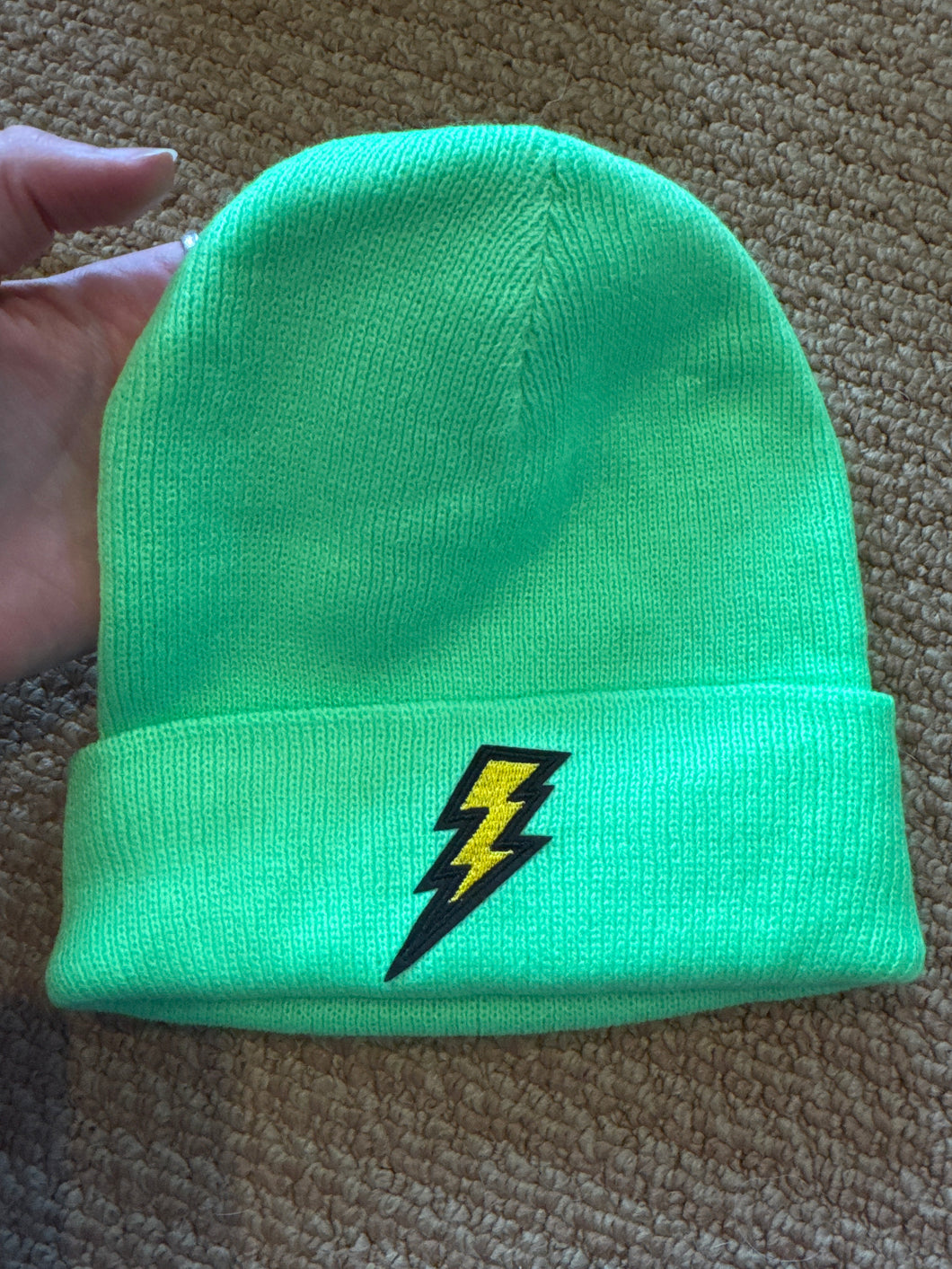 Custom lighting bolt beanie