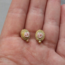 Load image into Gallery viewer, Vintage rose cameo studs
