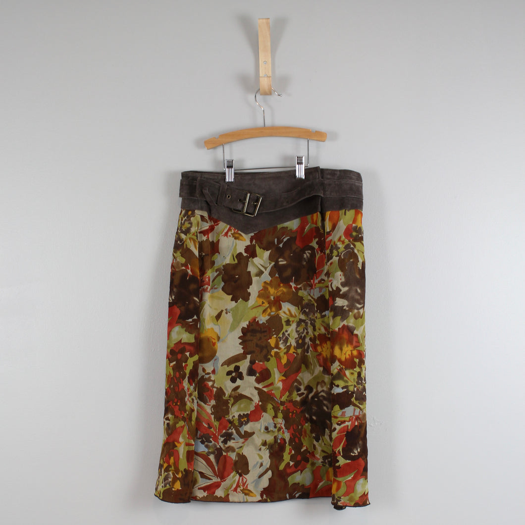 Retro think tank silk suede skirt