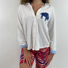 Load image into Gallery viewer, Reworked Buffalo button down blouse
