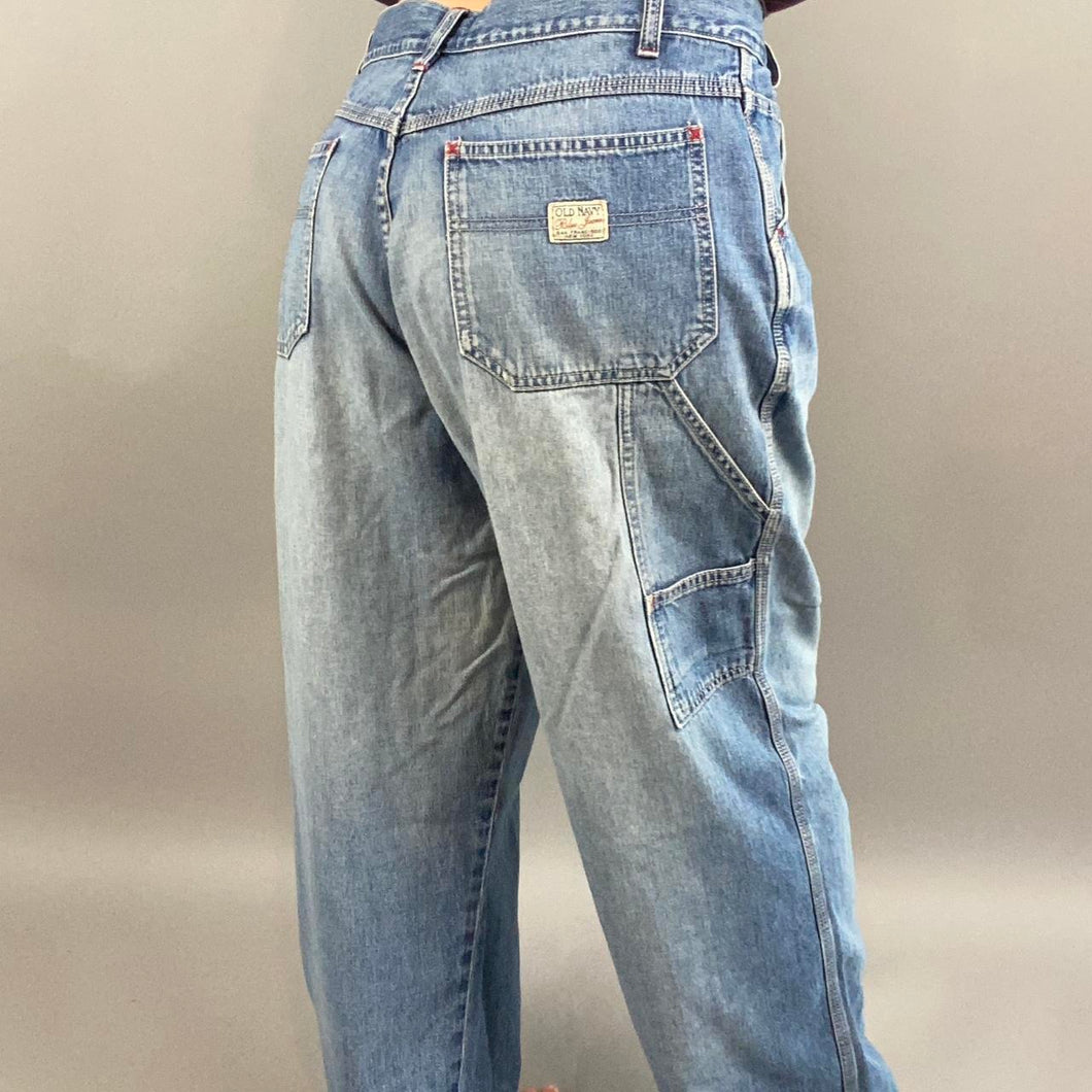 Vintage old navy blue jeans