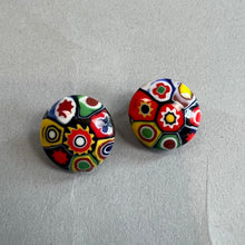 Load image into Gallery viewer, Vintage Millefiori Murano Venetian Glass clip on earrings
