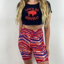 Load image into Gallery viewer, Reworked let’s go buffalo crop top
