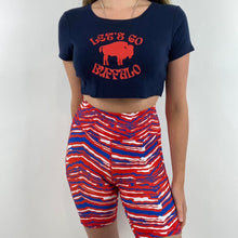 Load image into Gallery viewer, Reworked let’s go buffalo crop top
