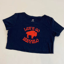 Load image into Gallery viewer, Reworked let’s go buffalo crop top
