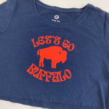 Load image into Gallery viewer, Reworked let’s go buffalo crop top
