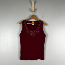 Load image into Gallery viewer, Ruby Rd. Burgundy Beaded Tank Top

