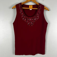 Load image into Gallery viewer, Ruby Rd. Burgundy Beaded Tank Top
