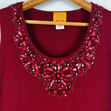 Load image into Gallery viewer, Ruby Rd. Burgundy Beaded Tank Top
