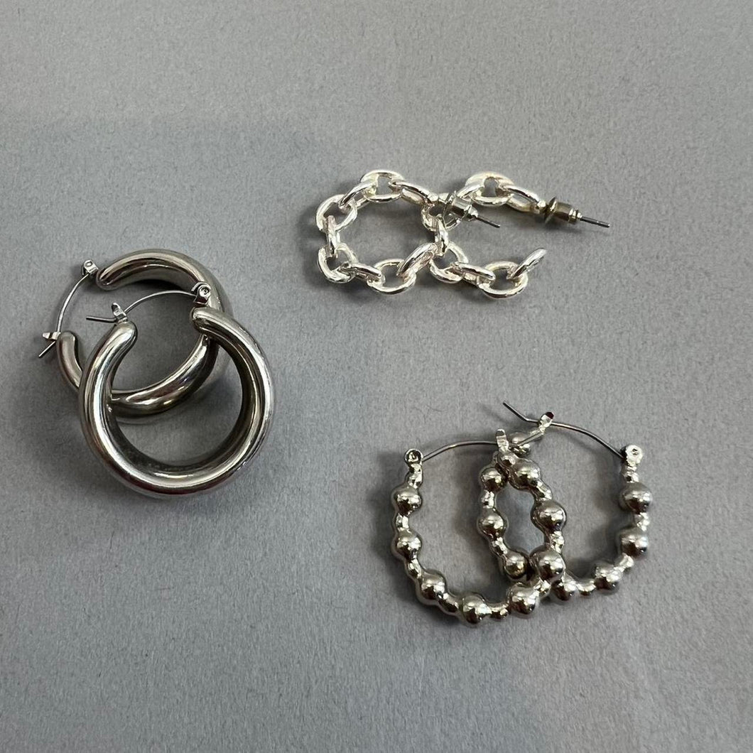 Silver hoops set