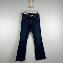 Load image into Gallery viewer, Red engine flare dark wash jeans
