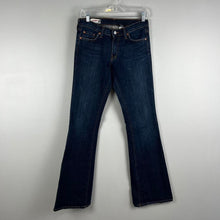 Load image into Gallery viewer, Red engine flare dark wash jeans
