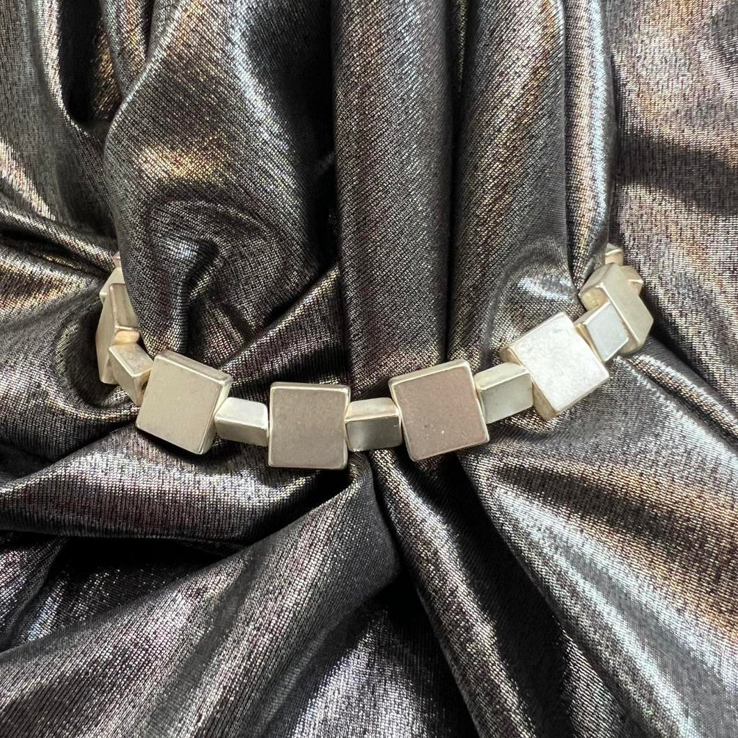 Abstract silver bracelet