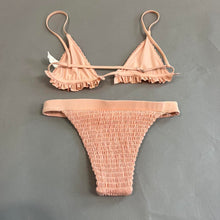 Load image into Gallery viewer, Smocked pink bikini set
