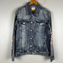 Load image into Gallery viewer, Dope cherry blossom skull Denim Jacket
