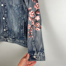 Load image into Gallery viewer, Dope cherry blossom skull Denim Jacket
