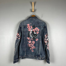 Load image into Gallery viewer, Dope cherry blossom skull Denim Jacket
