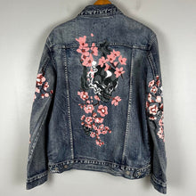 Load image into Gallery viewer, Dope cherry blossom skull Denim Jacket
