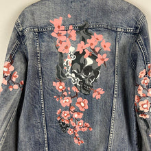 Load image into Gallery viewer, Dope cherry blossom skull Denim Jacket
