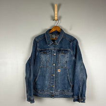 Load image into Gallery viewer, Carhartt women’s blue denim jacket
