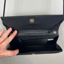 Load image into Gallery viewer, Black satin evening bag

