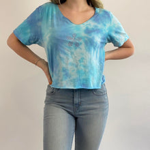 Load image into Gallery viewer, Reworked tie dye bedazzled tee
