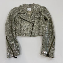 Load image into Gallery viewer, Y2K bebe cropped foil snakeskin jacket
