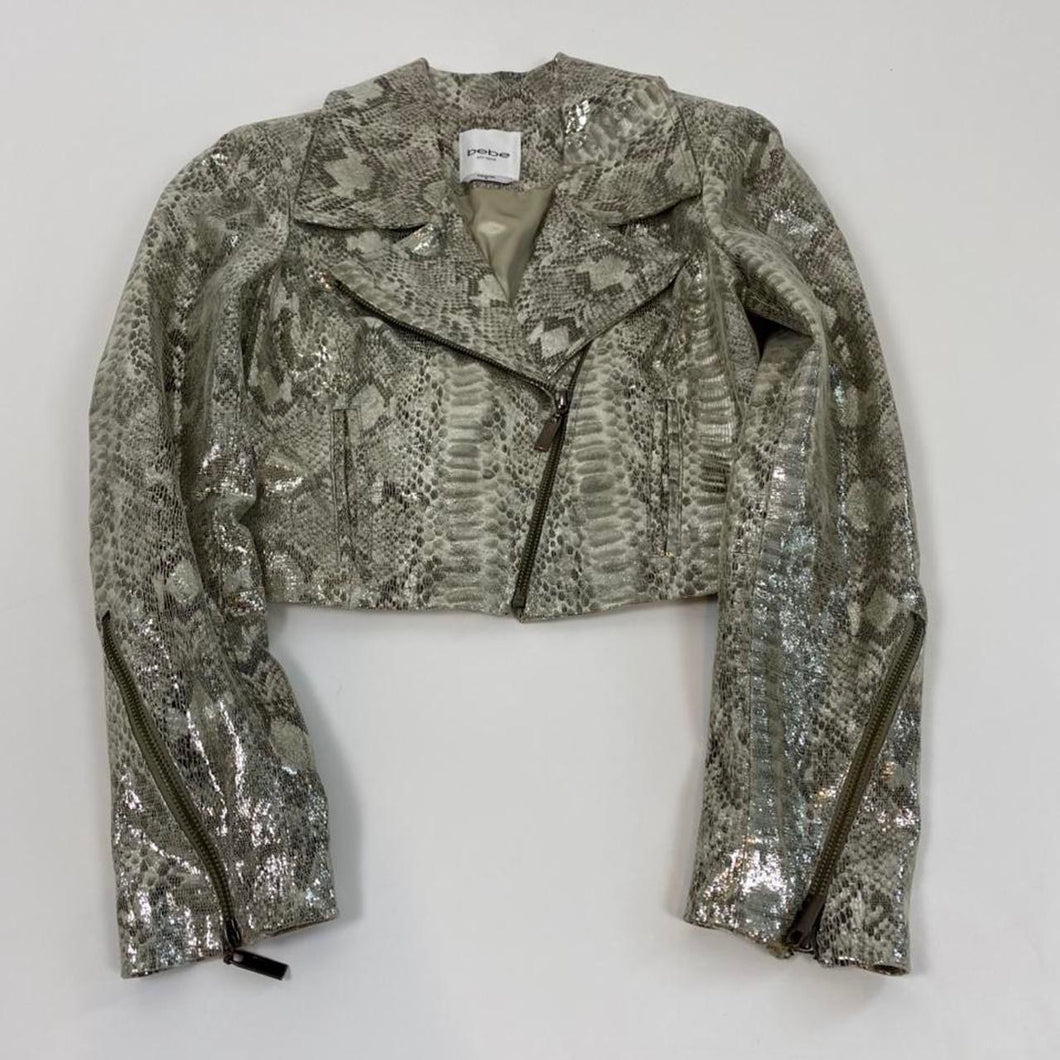 Y2K bebe cropped foil snakeskin jacket