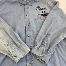 Load image into Gallery viewer, Vintage competitors view denim button down
