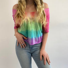 Load image into Gallery viewer, Reworked tie dye bedazzled tee
