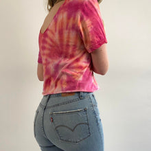 Load image into Gallery viewer, Reworked tie dye bedazzled tee
