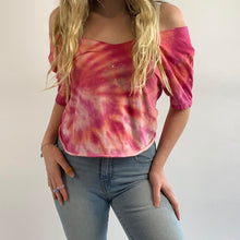 Load image into Gallery viewer, Reworked tie dye bedazzled tee
