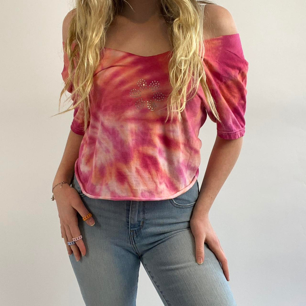 Reworked tie dye bedazzled tee