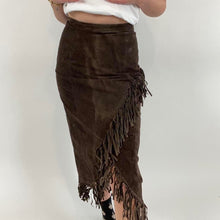 Load image into Gallery viewer, Vintage suede fringe skirt
