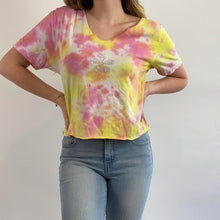 Load image into Gallery viewer, Reworked tie dye bedazzled tee
