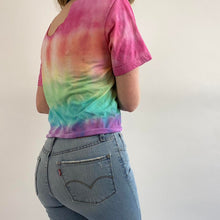 Load image into Gallery viewer, Reworked tie dye bedazzled tee
