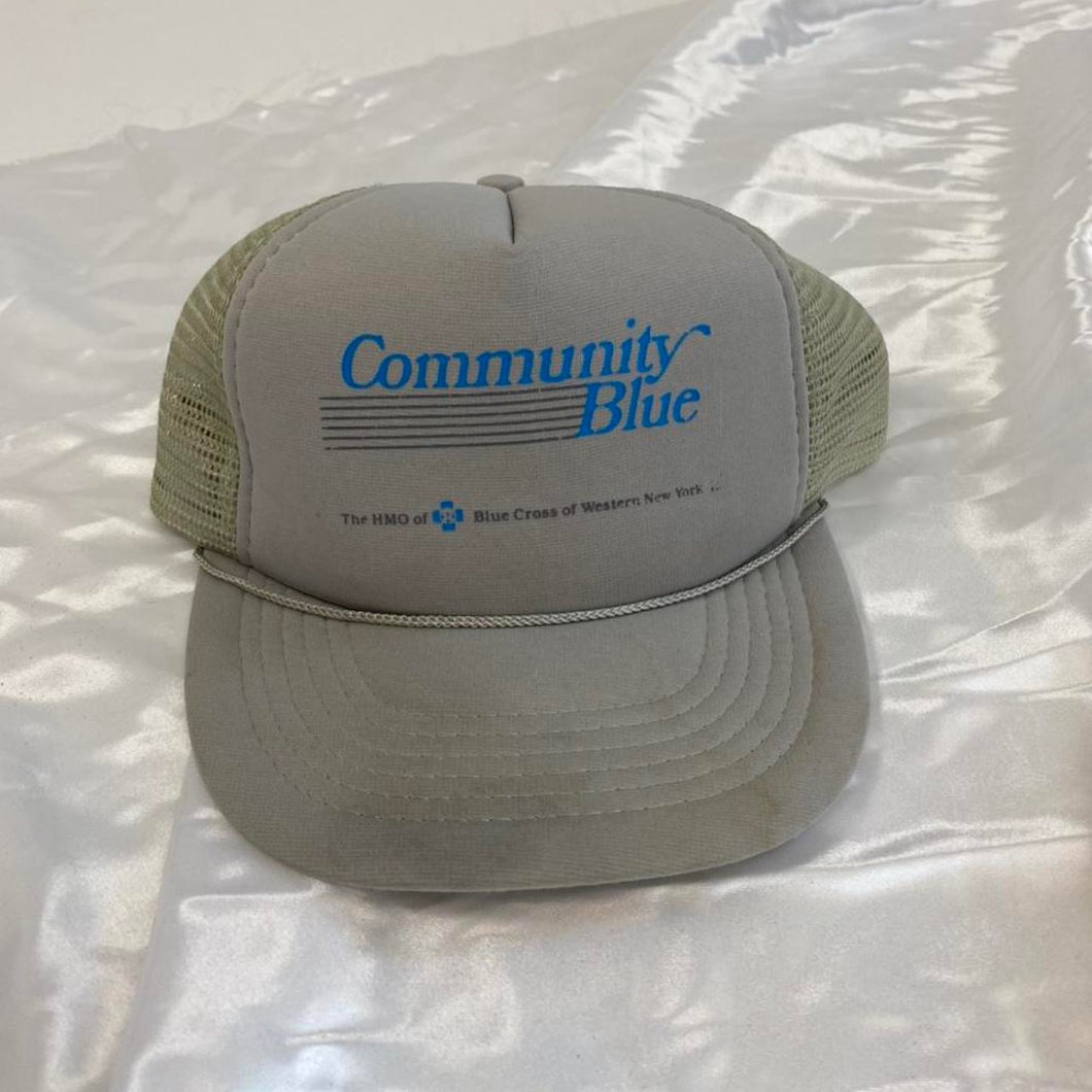 Vintage community blue hat