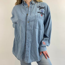 Load image into Gallery viewer, Vintage competitors view denim button down
