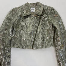 Load image into Gallery viewer, Y2K bebe cropped foil snakeskin jacket
