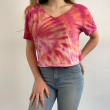 Load image into Gallery viewer, Reworked tie dye bedazzled tee
