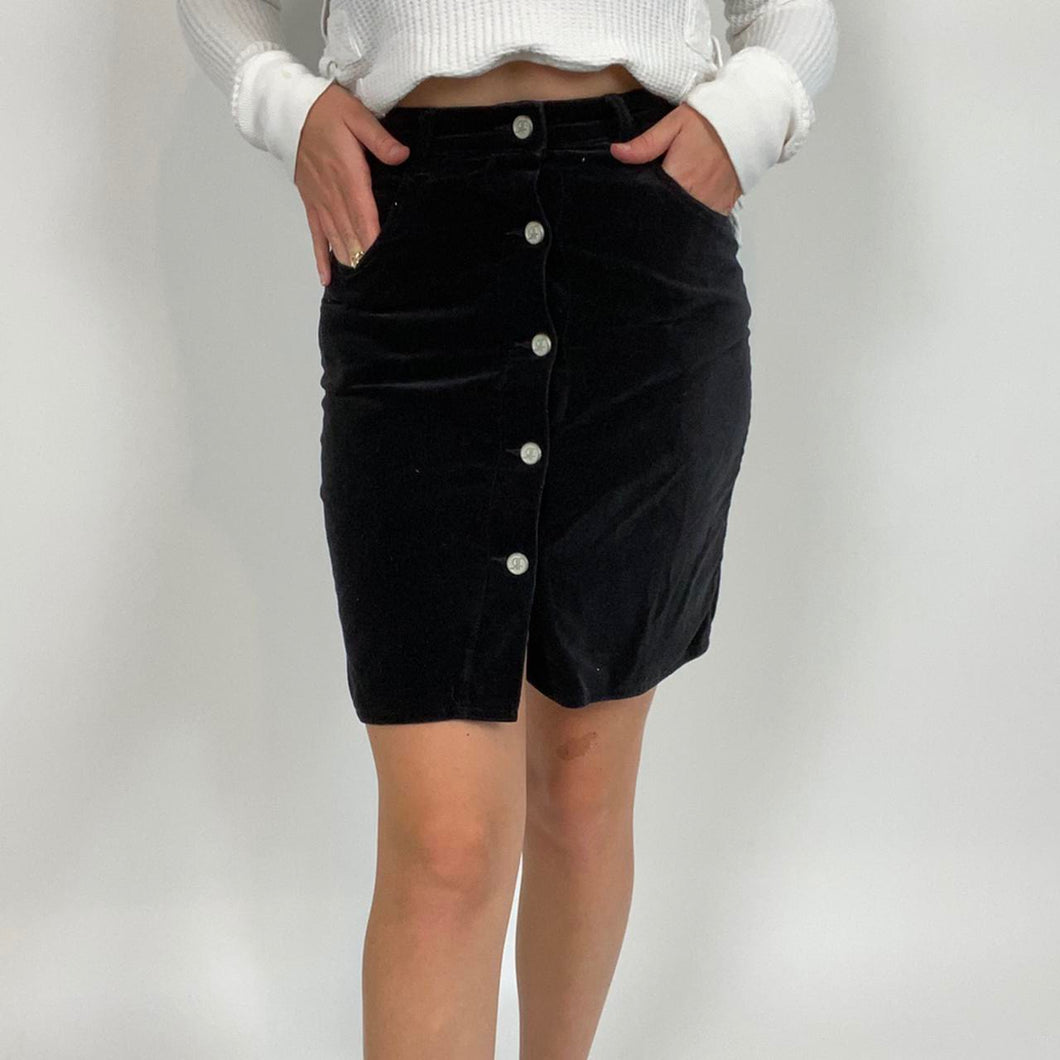 Retro velour button up skirt